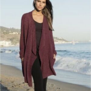 Barefoot Dreams‎ CozyChic Lite Island Cardigan Maroon Burgundy Size S/M